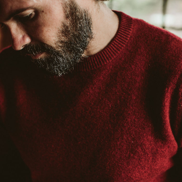 Close up of the Lodge Sweater on our fit model