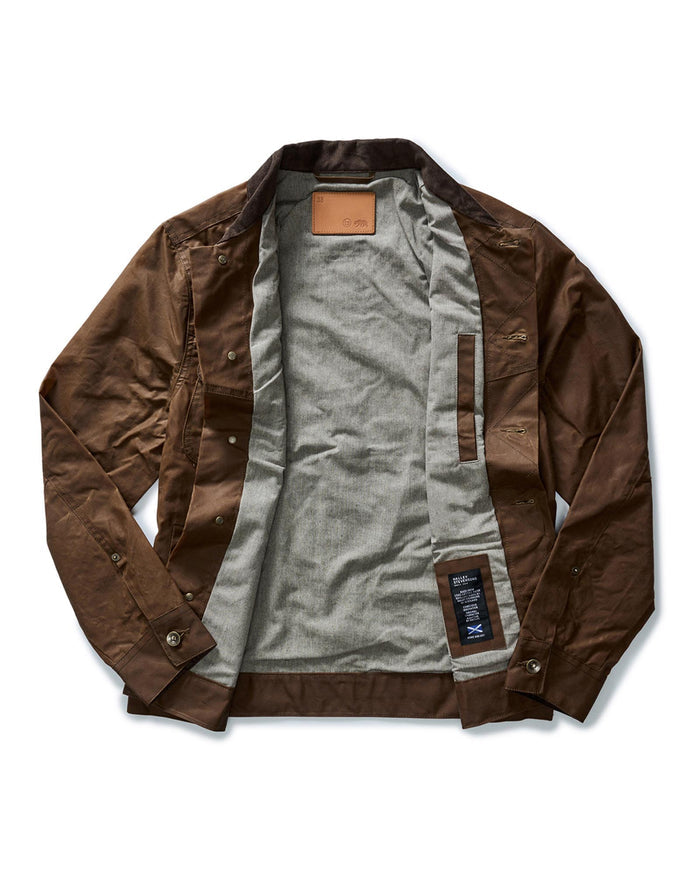 material shot of the inside lining on The Long Haul Jacket in Dark Khaki Waxed Canvas
