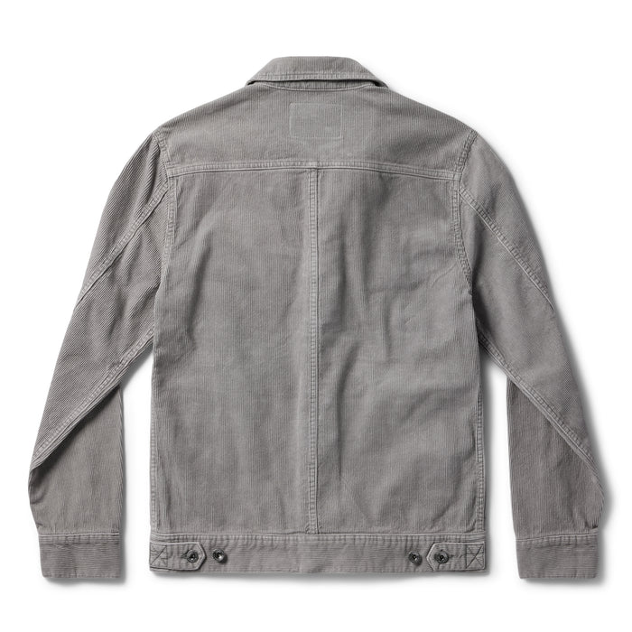 flatlay of The Long Haul Jacket in Steeple Grey Cord, shown from back