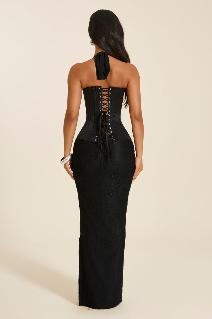 The Maeve Lace Maxi Skirt in Black
