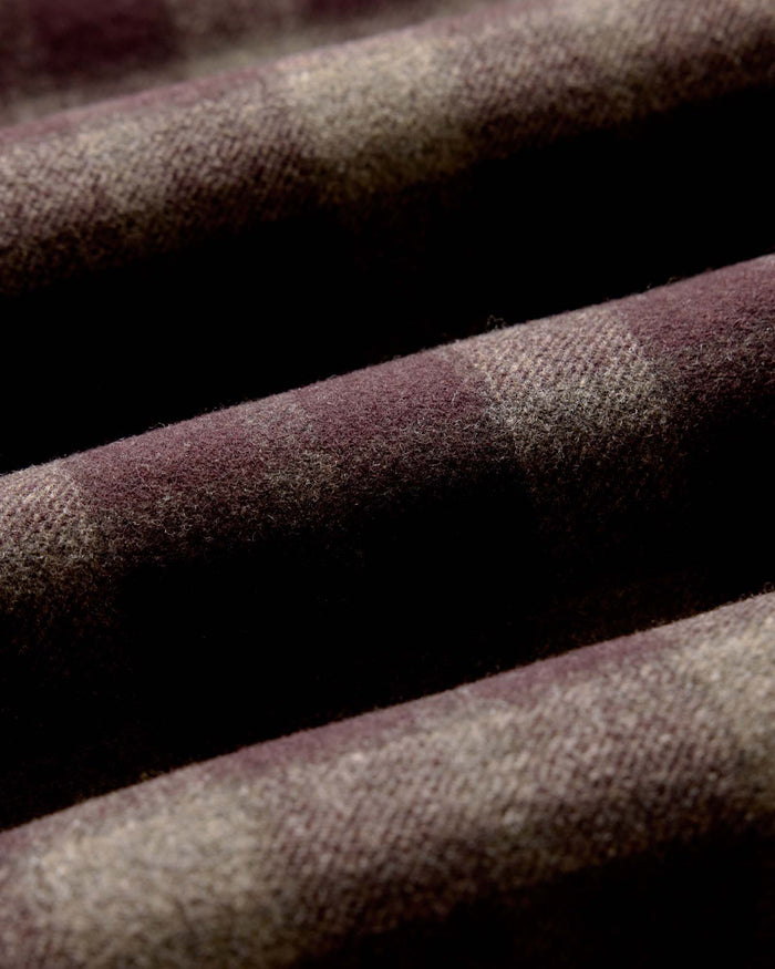 flatlay of The Maritime Shirt Jacket in Burgundy Plaid, from bacl