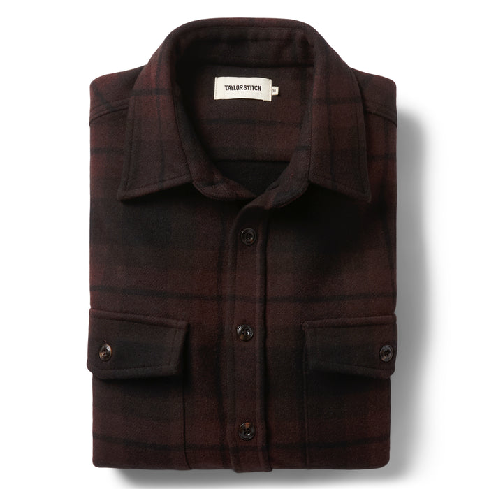 flatlay of The Maritime Shirt Jacket in Carson Plaid folded