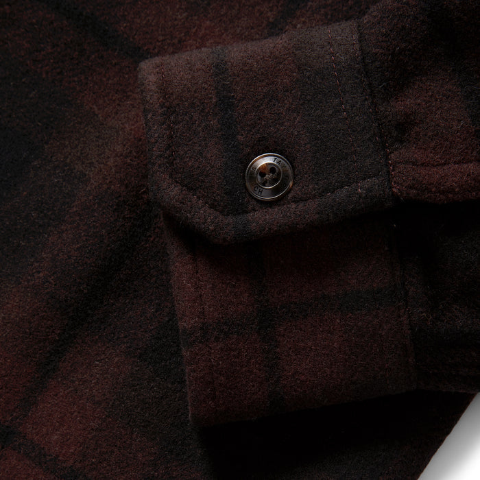 material shot of the cuffs on The Maritime Shirt Jacket in Carson Plaid