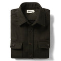 flatlay of The Maritime Shirt Jacket in Evergreen Twill folded