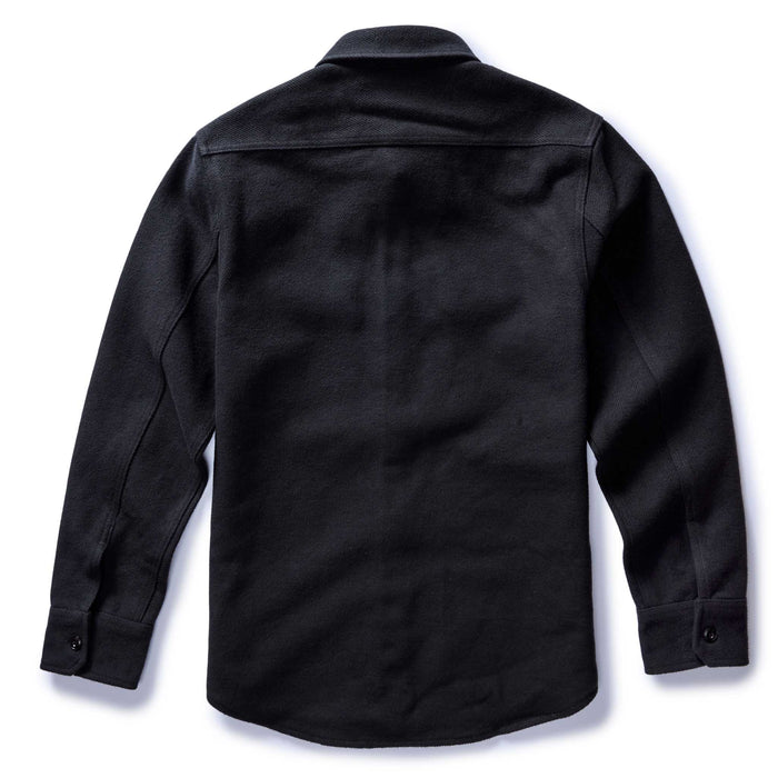 flatlay of the back of The Maritime Shirt Jacket in Faded Black Moleskin Twill