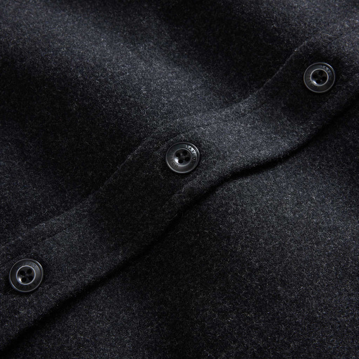 material shot of the buttons on The Maritime Shirt Jacket in Heather Charcoal
