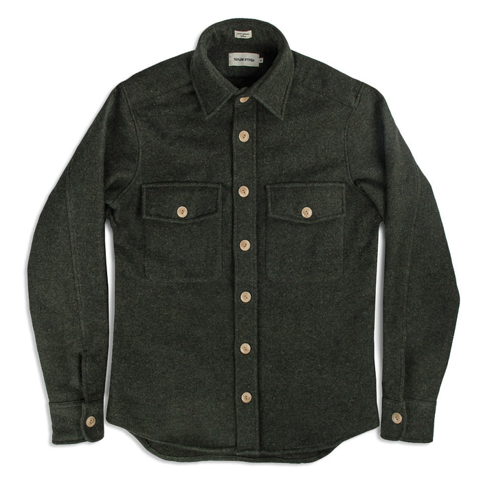 The Maritime Shirt Jacket in Moss Donegal Wool