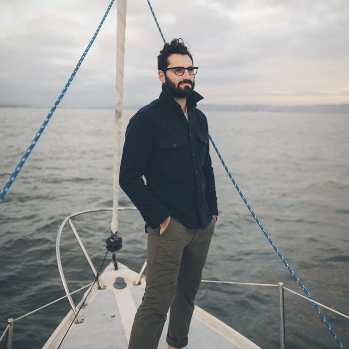The Maritime Shirt Jacket in Navy Melton Wool