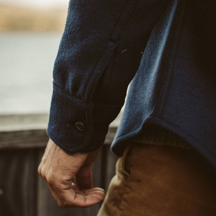 A cuff shot of our fit model on the dock
