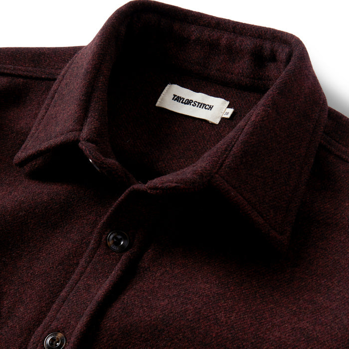 material shot of the collar of The Maritime Shirt Jacket in Port Twill