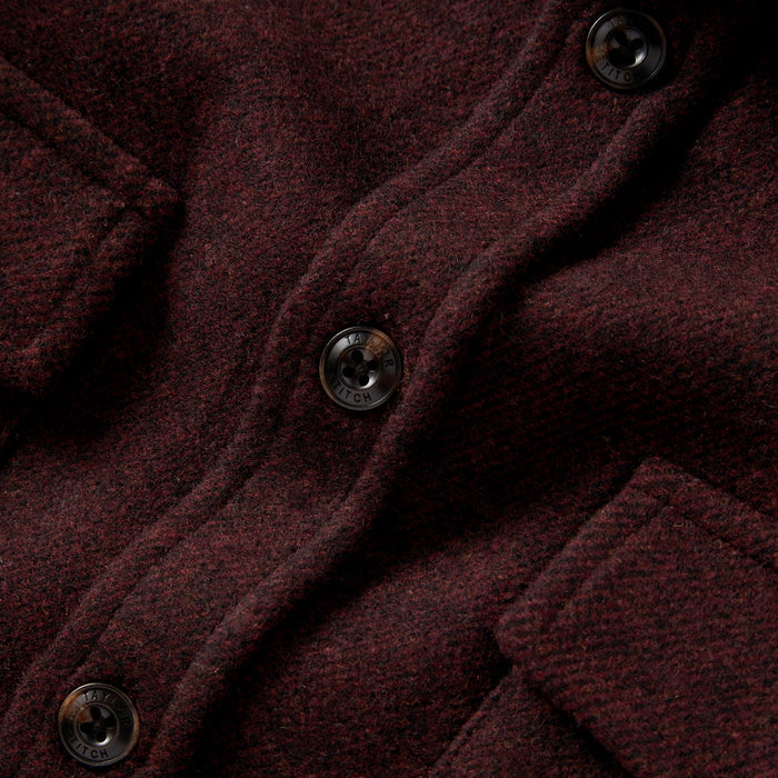 material shot of the buttons on The Maritime Shirt Jacket in Port Twill