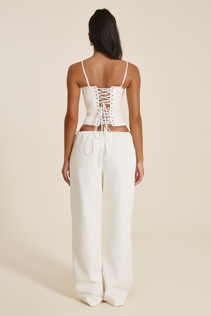 The Matilda Wide Leg Trousers in White