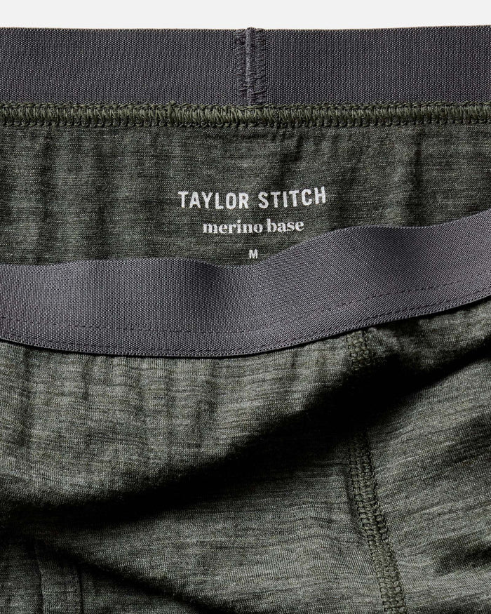 material shot of the waistband on The Merino Boxer in Heather Army