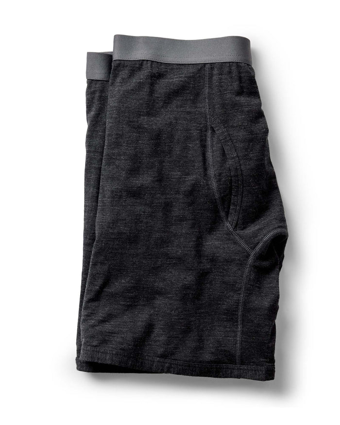 material shot of the waistband on The Merino Boxer in Heather Black