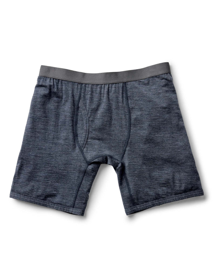 flatlay of The Merino Boxer in Heather Navy