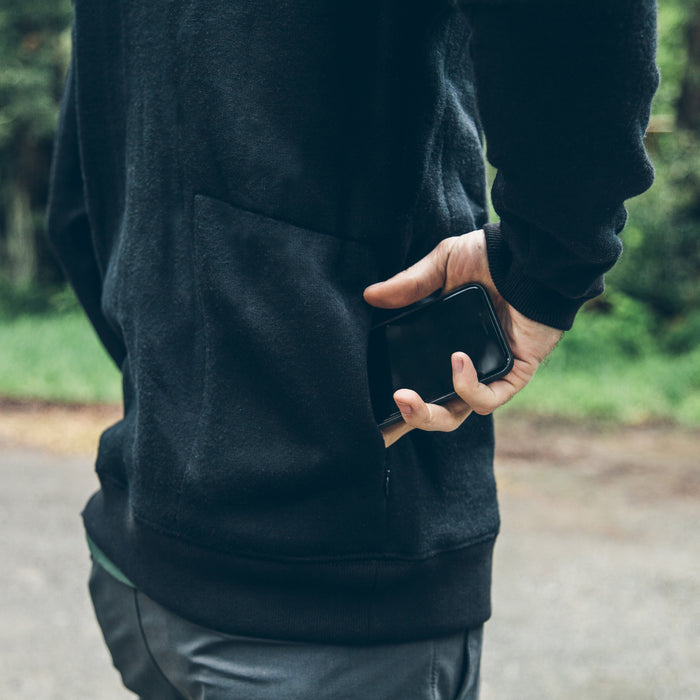 The Merino Crewneck in Black Fleece