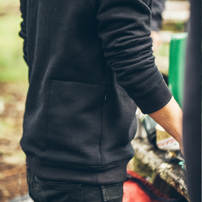 The Merino Crewneck in Black Fleece
