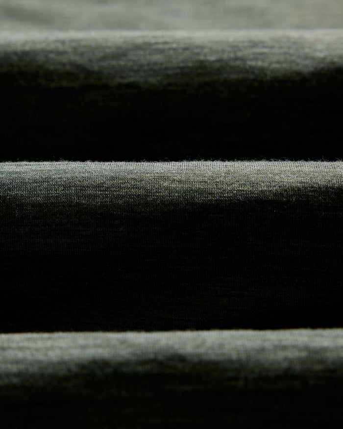 material shot of the fabric on The Merino Long Sleeve Tee in Heather Army