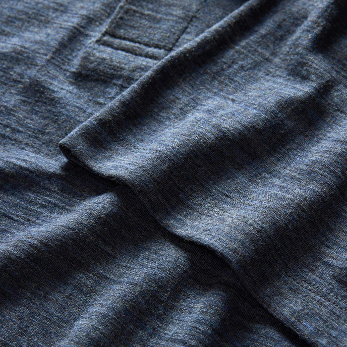 material shot of the sleeves on The Merino Polo in Heather Navy