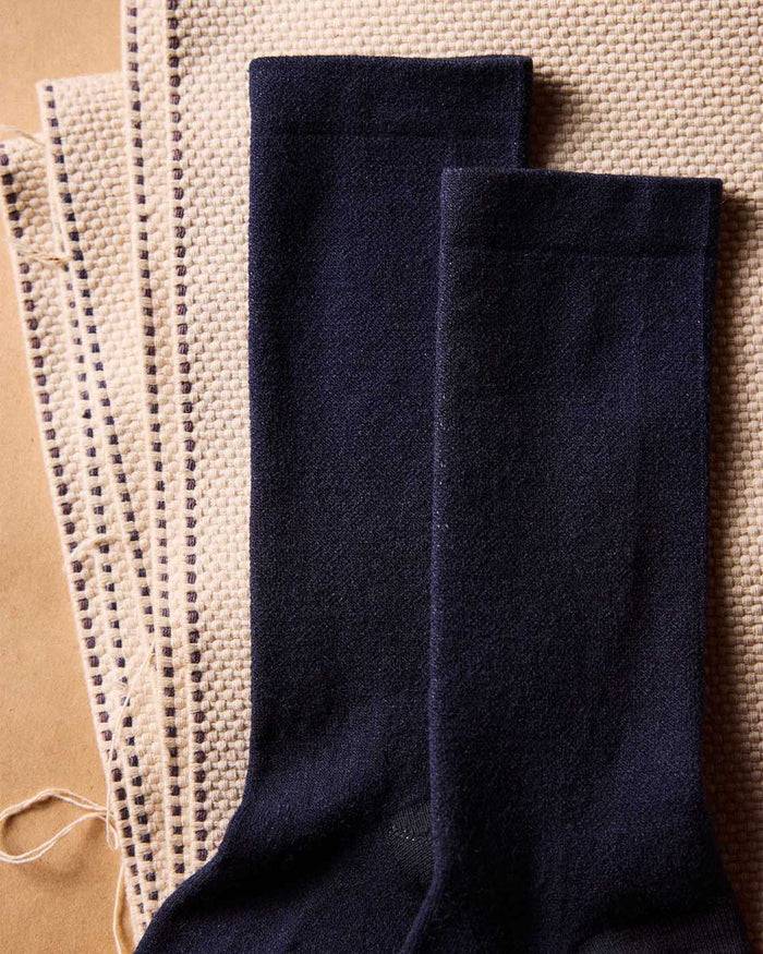 material shot of the tops of The Merino Sock in Navy