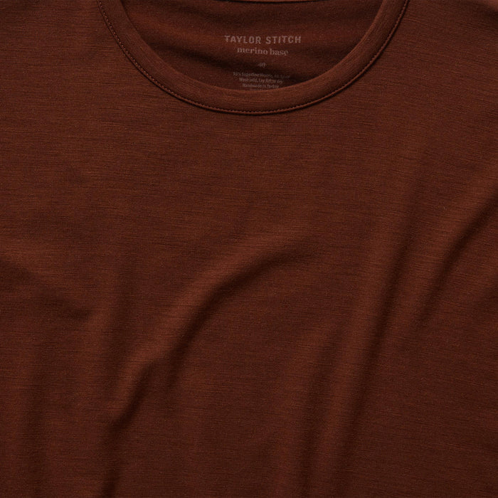 material shot of the front of The Merino Tee in Russet