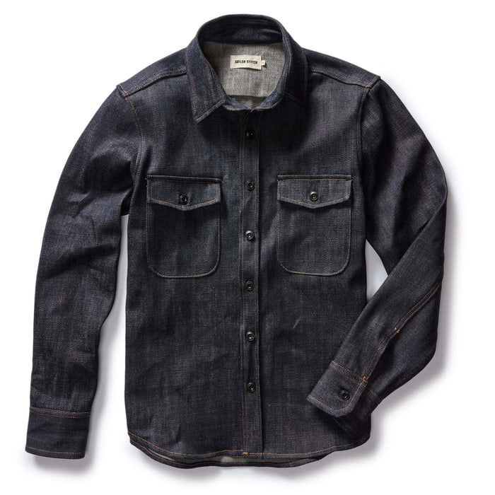 flatlay of The Mill Shirt Jacket in Kuroki Slub Denim