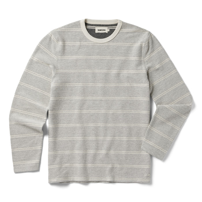 flatlay of The Morgan Crewneck in Ash Stripe