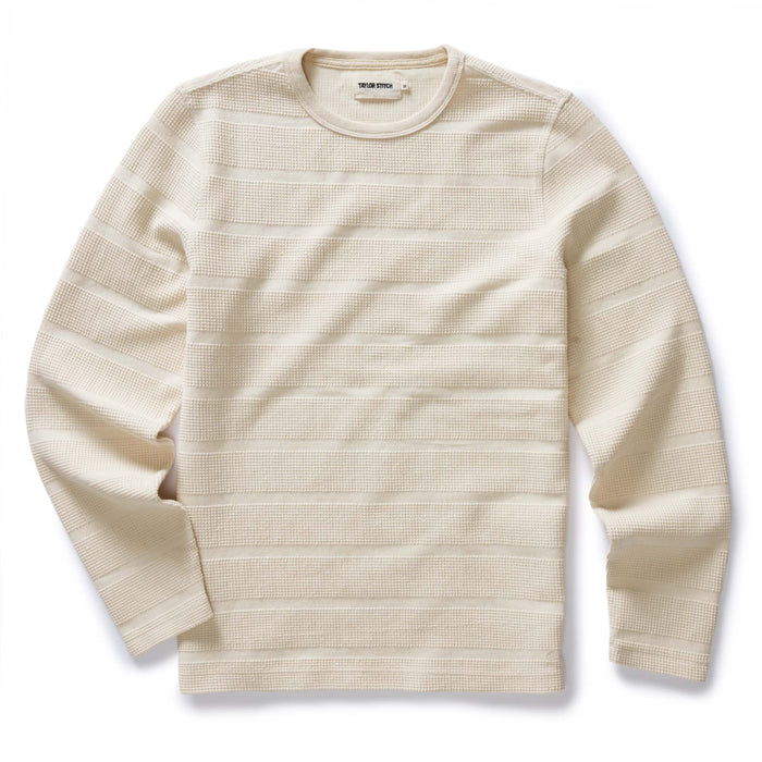 flatlay of The Morgan Crewneck in Natural Slub Stripe
