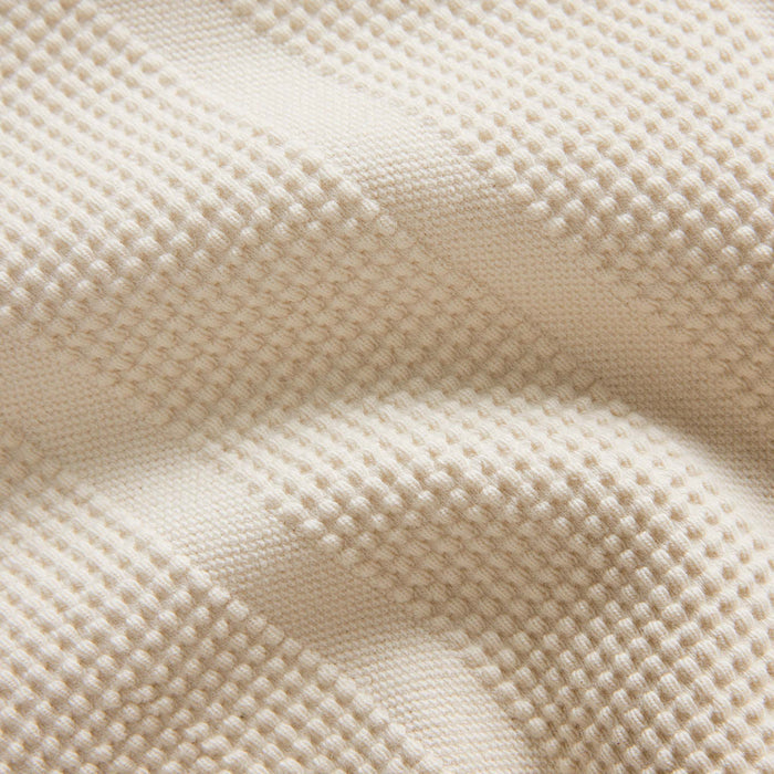 material shot of the stripes on The Morgan Crewneck in Natural Slub Stripe