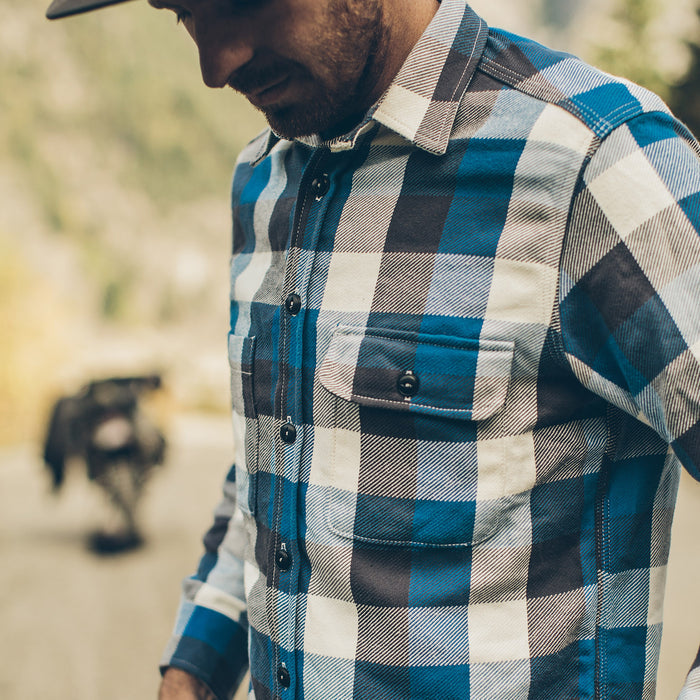 The Moto Utility Shirt in Blue Buffalo Plaid