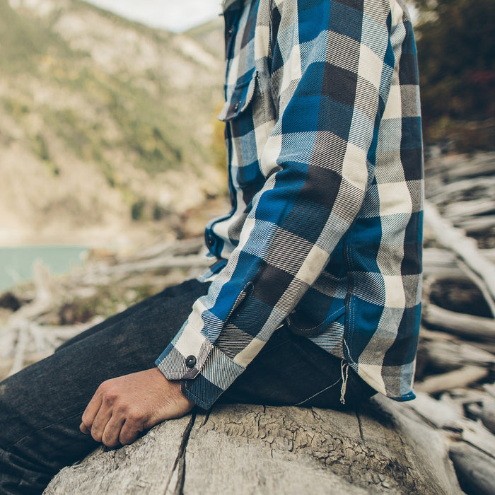 The Moto Utility Shirt in Blue Buffalo Plaid