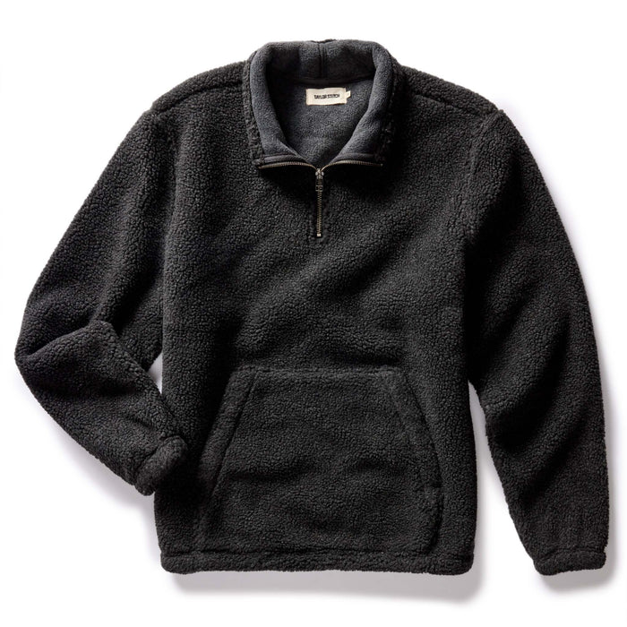 flatlay of The Nomad Pullover in Charcoal Heather Sherpa