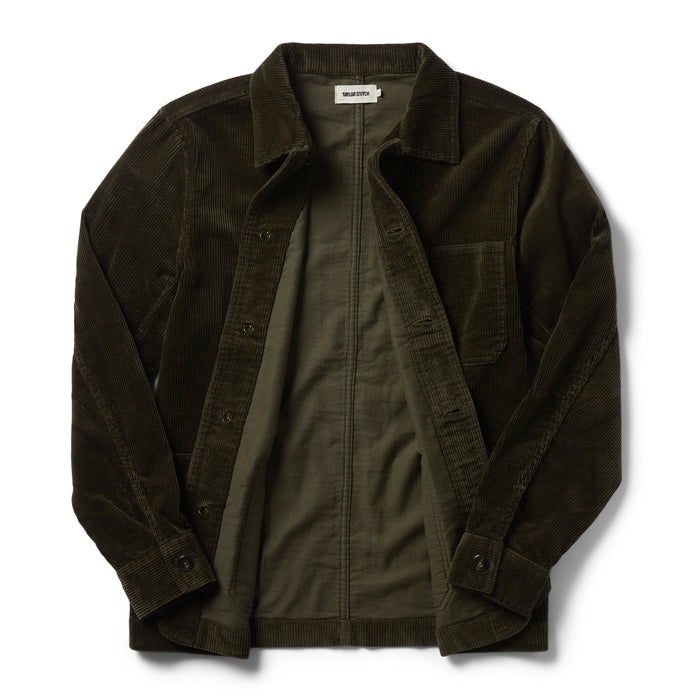 flatlay of The Ojai Jacket in Army Cord open