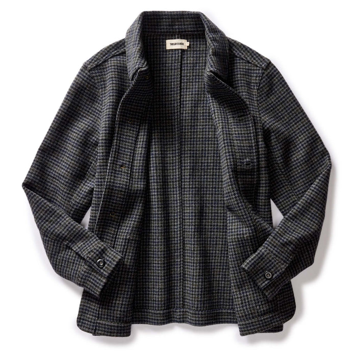 flatlay of The Ojai Jacket in Ash Guncheck Wool, shown open