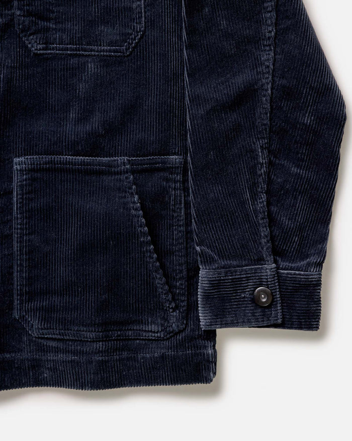 material shot of the sleeve on The Ojai Jacket in Dark Navy Corduroy