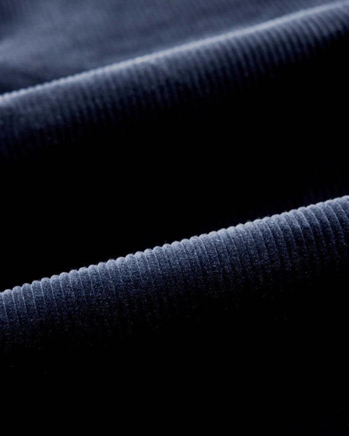 material shot of the fabric on The Ojai Jacket in Dark Navy Corduroy