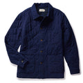The Ojai Chore Coat in Indigo Diamond Quilt flatlay