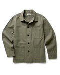 flatlay of The Ojai Chore Jacket in Smoked Olive Foundation Twill