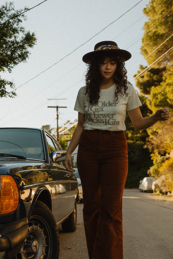 The Older I Get, The Fewer Fucks I Give Fitted Crewneck for Women by The Bee and The Fox