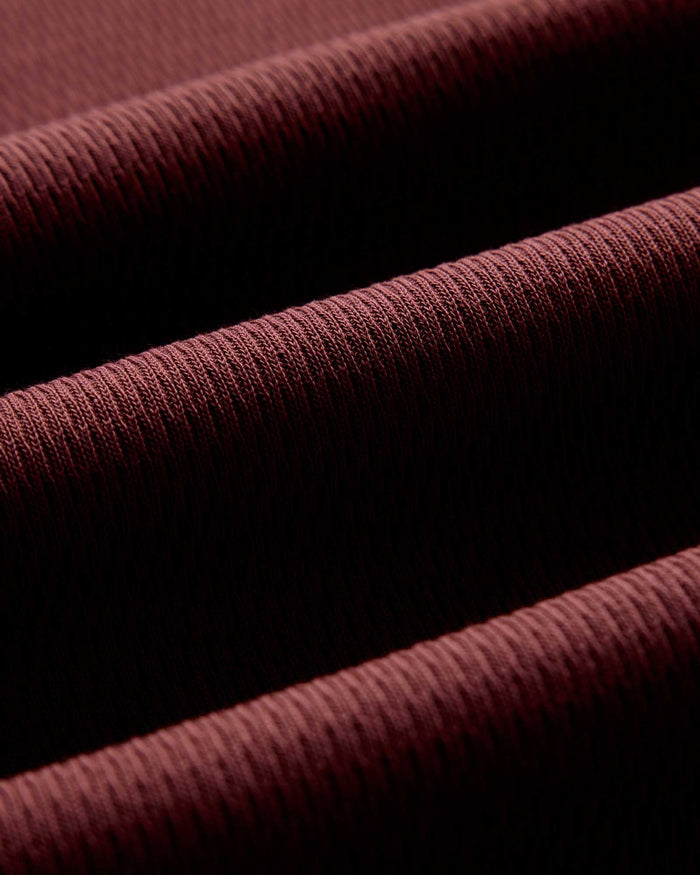 material shot of the cuffs on The Organic Cotton Waffle Crew in Burgundy
