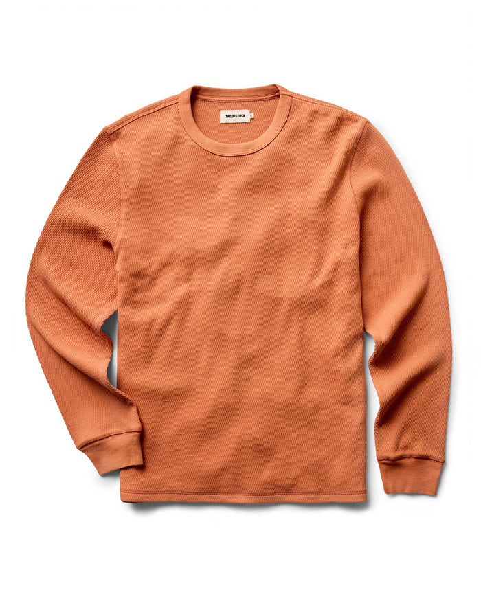 flatlay of The Organic Cotton Crew in Summit Orange Waffle