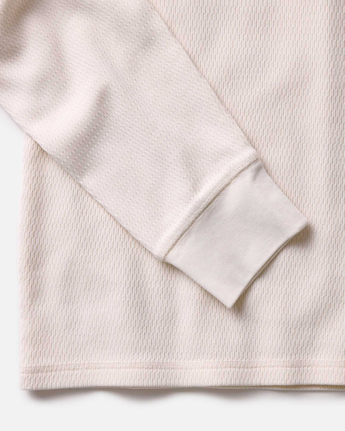 material shot of the neck opening on The Organic Cotton Waffle Crew in Natural