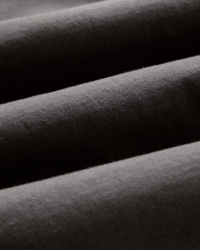 material shot of the fabric on The Organic Cotton Long Sleeve Tee in Faded Black