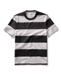 flatlay of The Organic Cotton Shop Tee in Faded Black Stripe