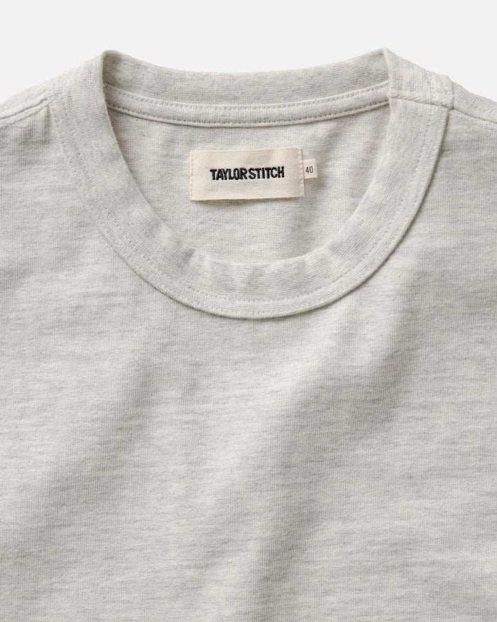 material shot of the collar on The Organic Cotton Shop Tee in Oat Twist