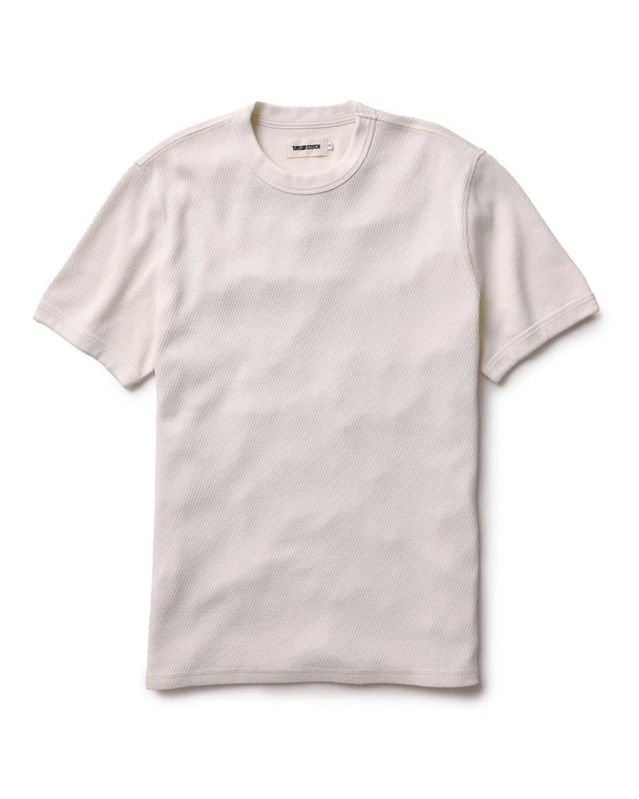 flatlay of The Organic Cotton Short Sleeve Crew in Vintage White Waffle