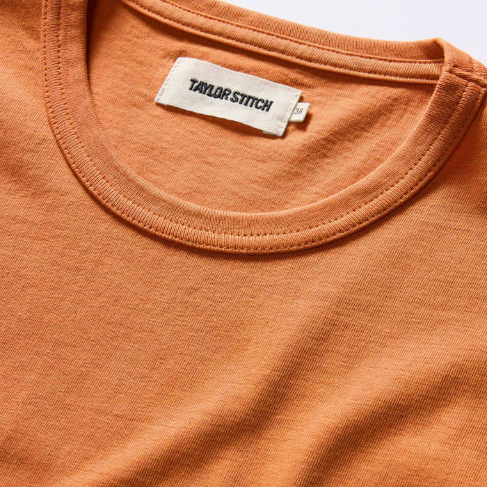 material shot of the collar on The Organic Cotton Tee in Adobe