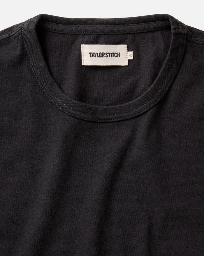 material shot of the collar on The Organic Cotton Tee in Black