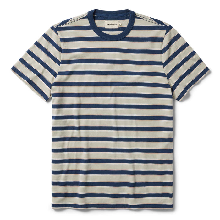 flatlay of The Organic Cotton Tee in Daybreak Stripe