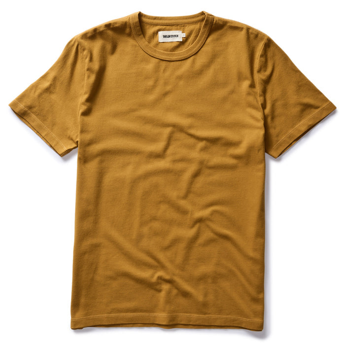 flatlay of The Organic Cotton Tee in Old Gold